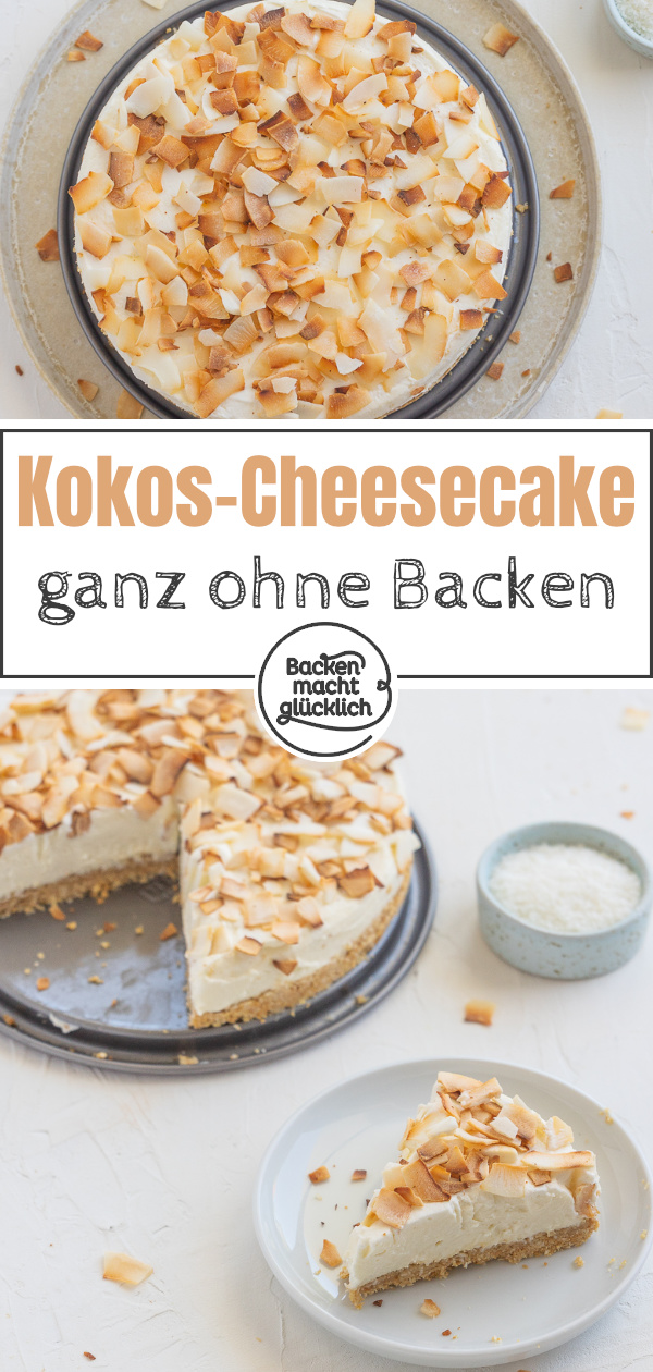 Einfach, cremig, lecker! Dieser Kokos-Cheesecake ohne Backen sorgt für Sommergefühle. Den No Bake Coconut Cheesecake müsst ihr gleich nachmachen!