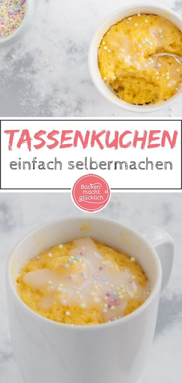 Nur 5 Minuten Zeit, aber akute Lust auf Kuchen? Dann kommt dieses vielfältige Grundrezept für Mug Cakes genau recht!