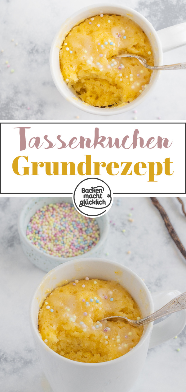 Nur 5 Minuten Zeit, aber akute Lust auf Kuchen? Dann kommt dieses vielfältige Grundrezept für Mug Cakes genau recht!